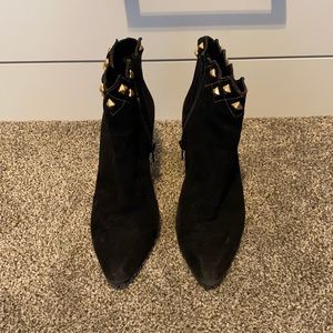Black suede Stuart Weitzman booties